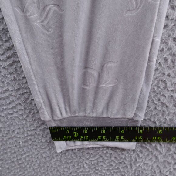 Juicy Couture‎ Womens Soft Velour Jogger Pants Large Gray All Over Logo Lounge - Picture 11 of 14